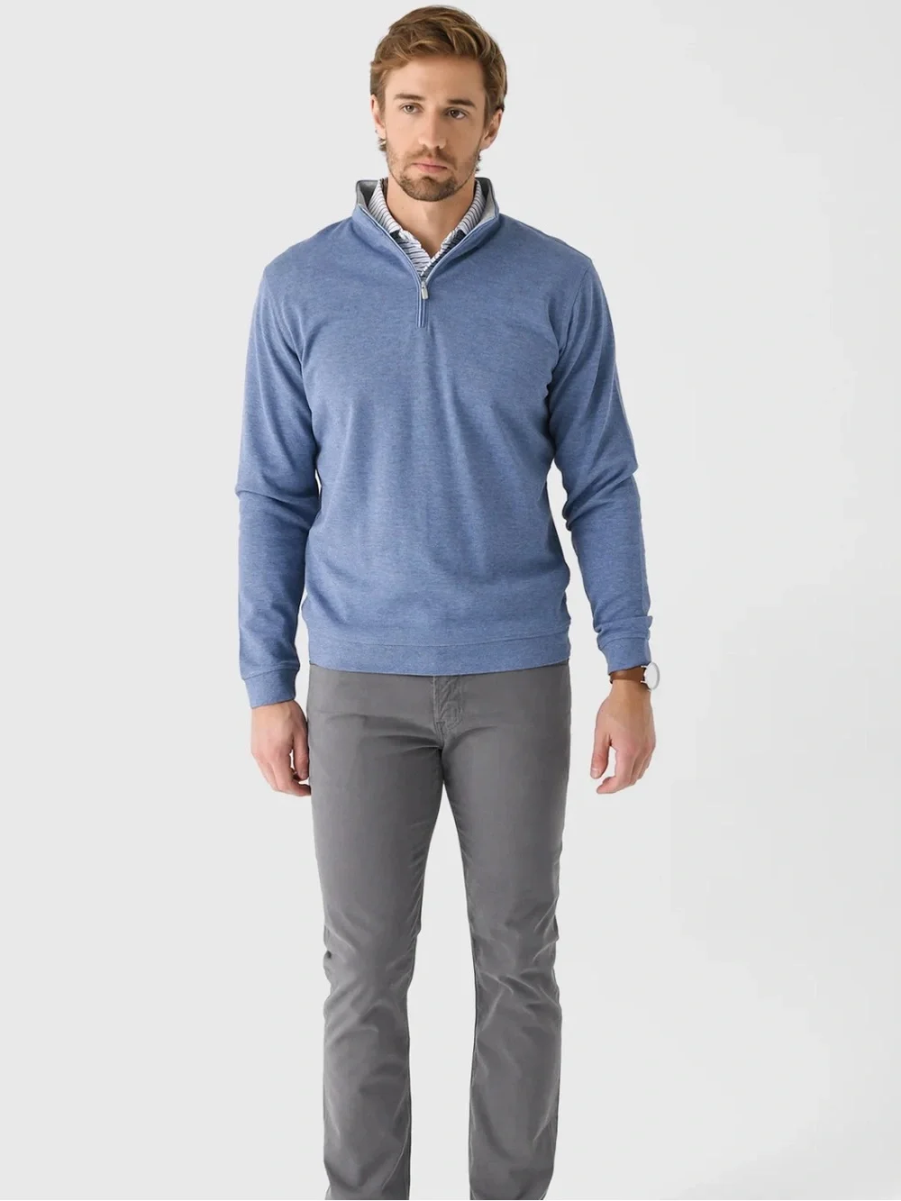 NWT Peter Millar Crown Men's Comfort Quarter-Zip-Blue Freesia (Small)